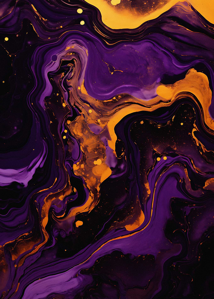Abstract Purple and Gold Swirls
