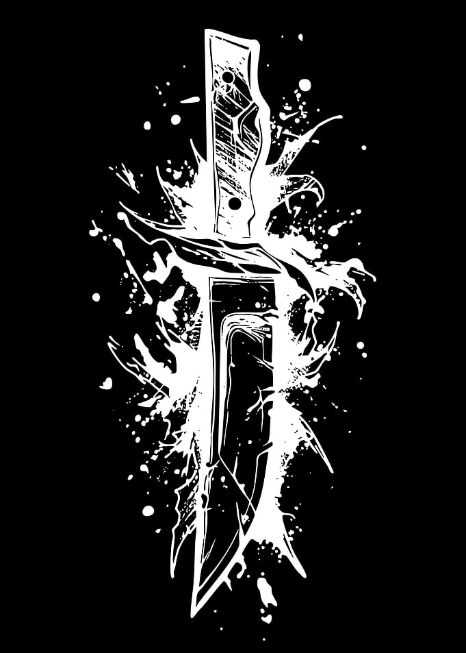 White Knife Splatter Art