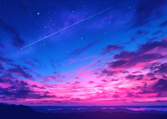 Vibrant Sunset Sky Over Mountains