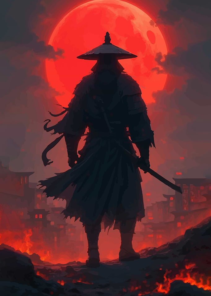 Samurai Under a Blood Moon