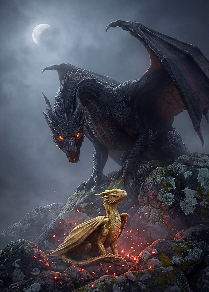 Dragons under the moon