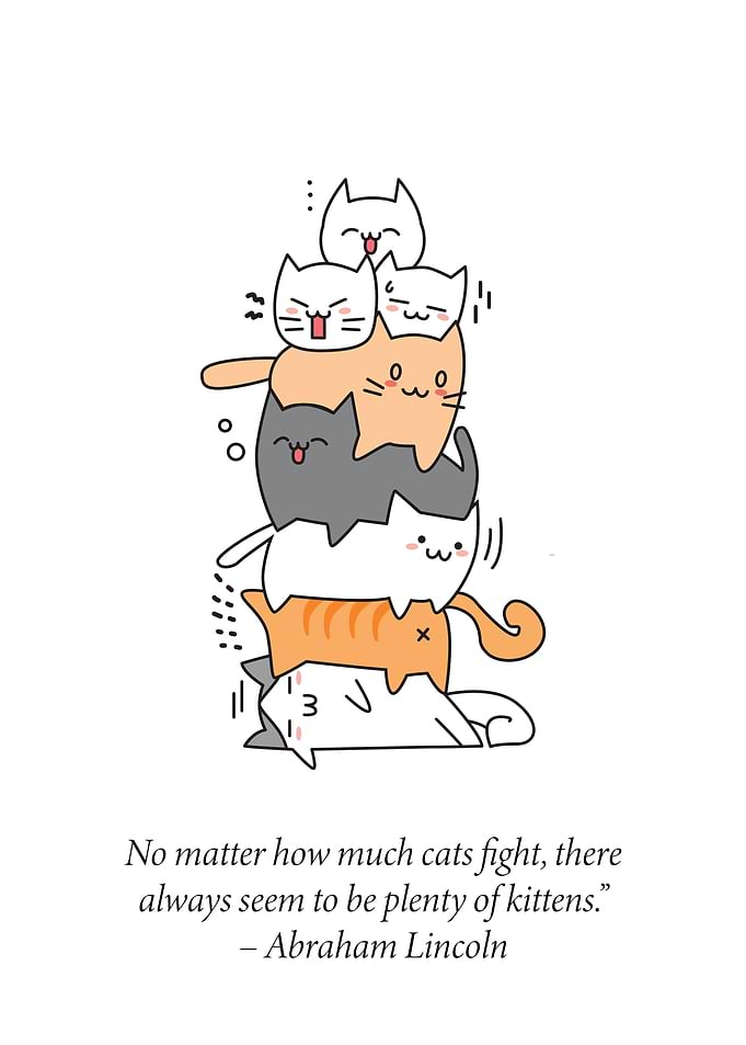 Stack of Cute Cartoon Cats