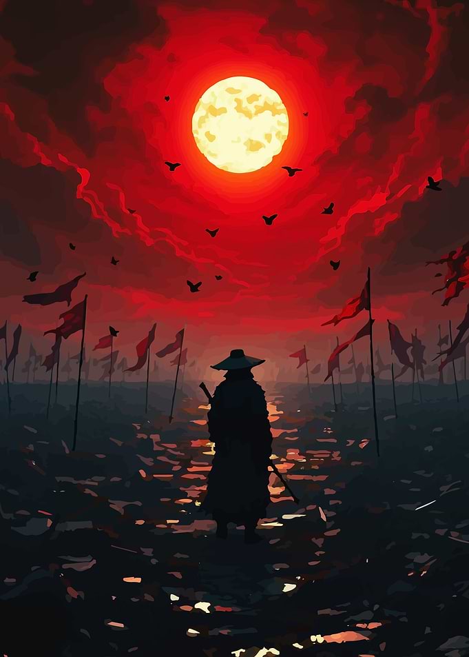 Samurai Under a Blood Moon