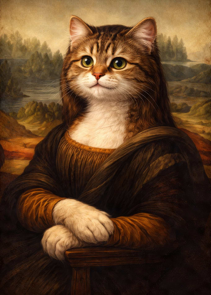 Mona Lisa Cat Portrait