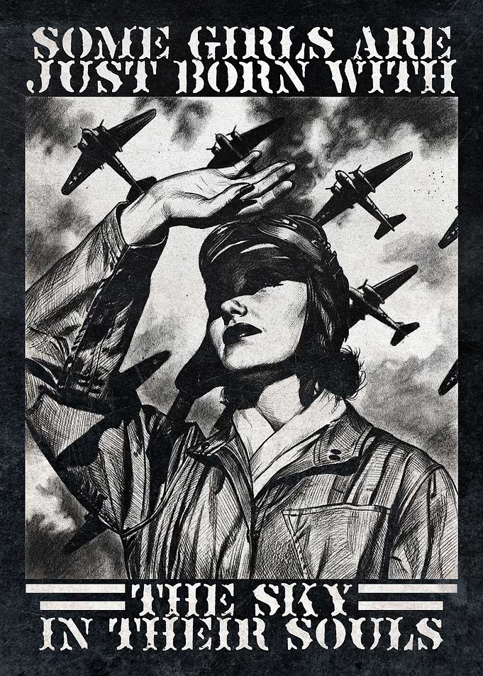 Women in the Air Force Poster – “She Flies with Courage” Inspirational Wall Art