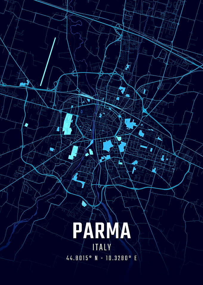 Parma Italy Midnight City Map