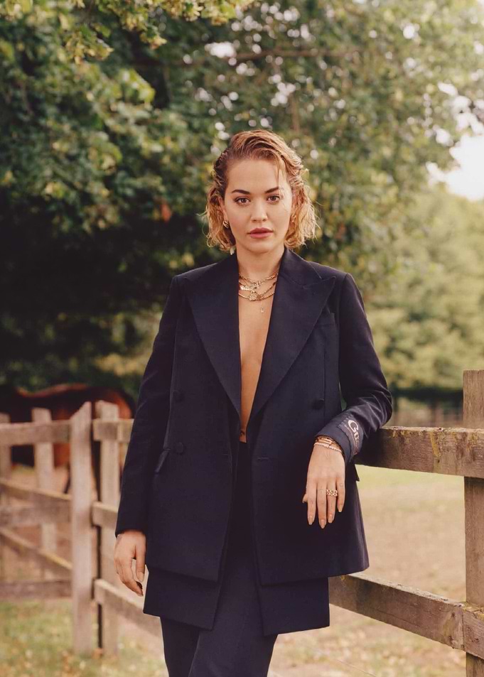 Rita Ora Poses in a Suit