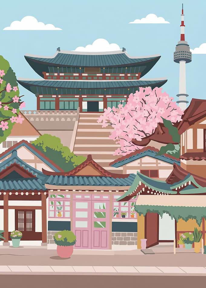 Seoul Cityscape with Traditional Architecture