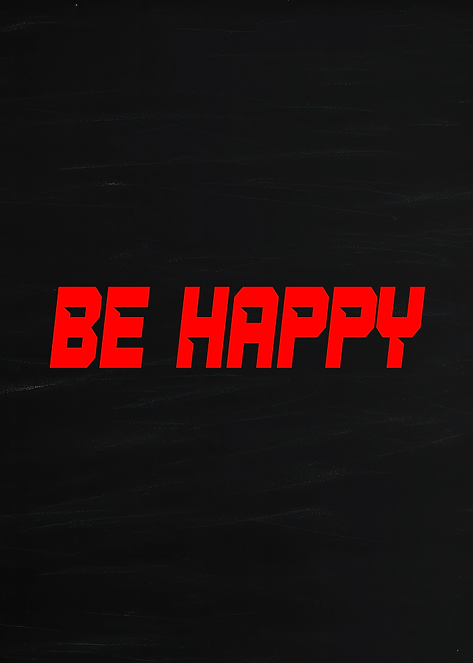 Be Happy Red Text