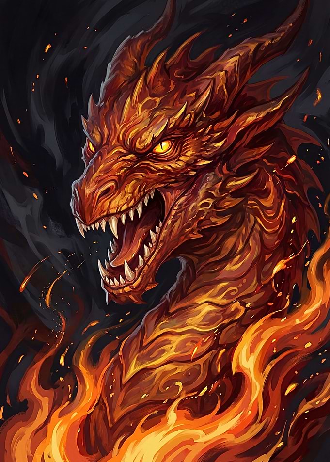 Fiery Dragon Head