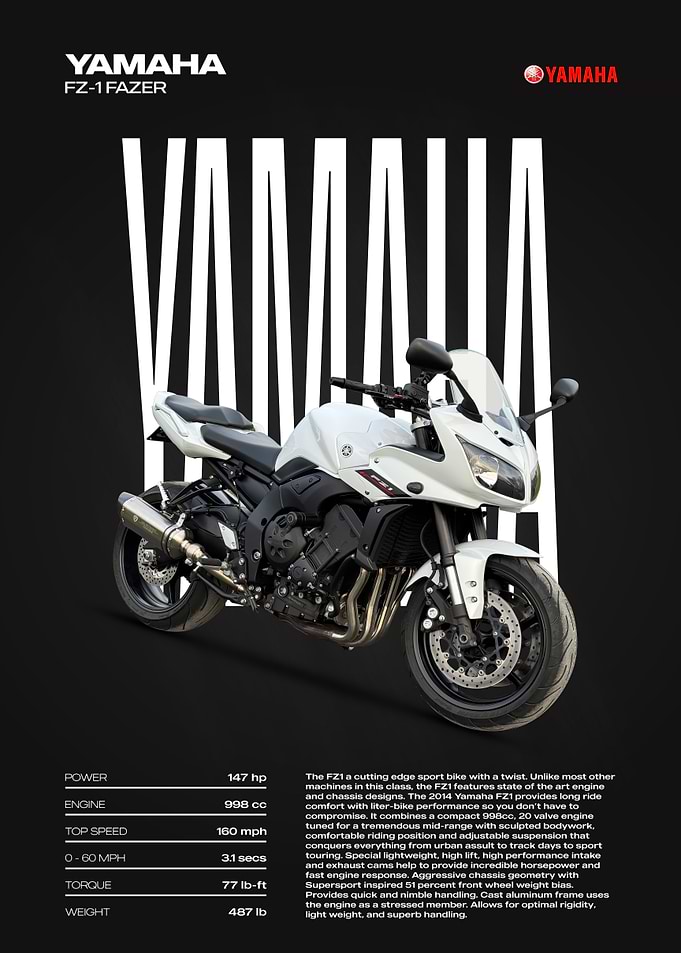 Yamaha FZ-1 Fazer Motorcycle Poster