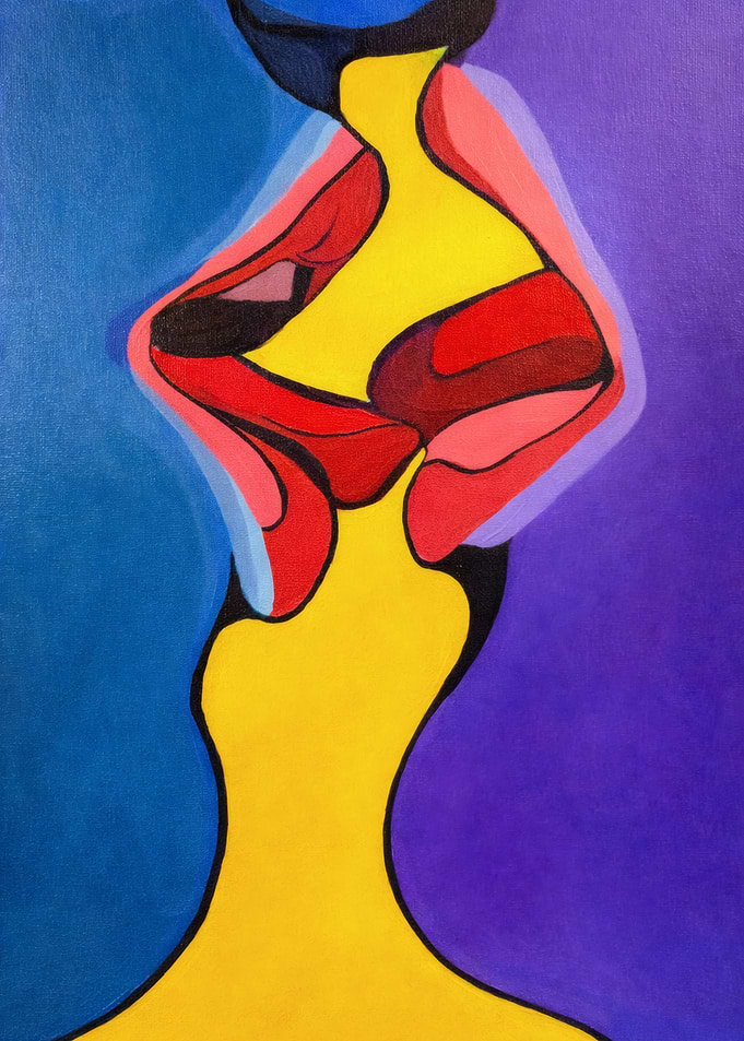 Abstract Kissing Lips Painting