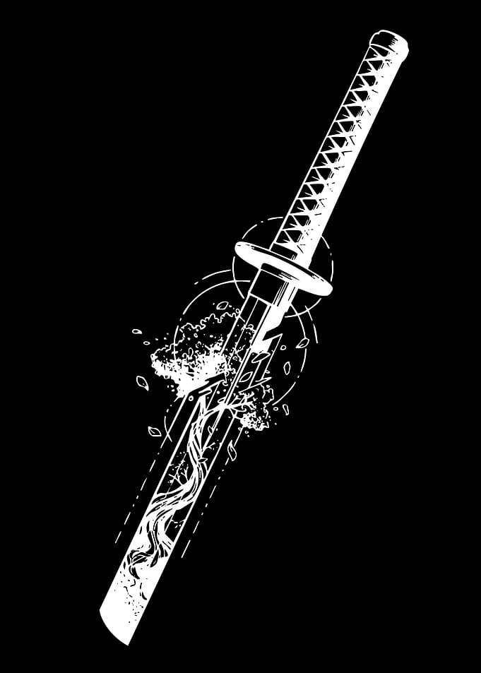 Samurai Sword with Cherry Blossoms