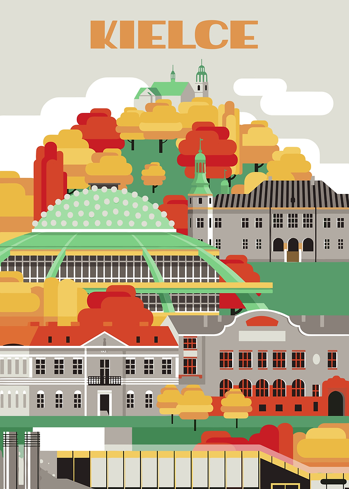 Kielce Cityscape with Autumn Foliage