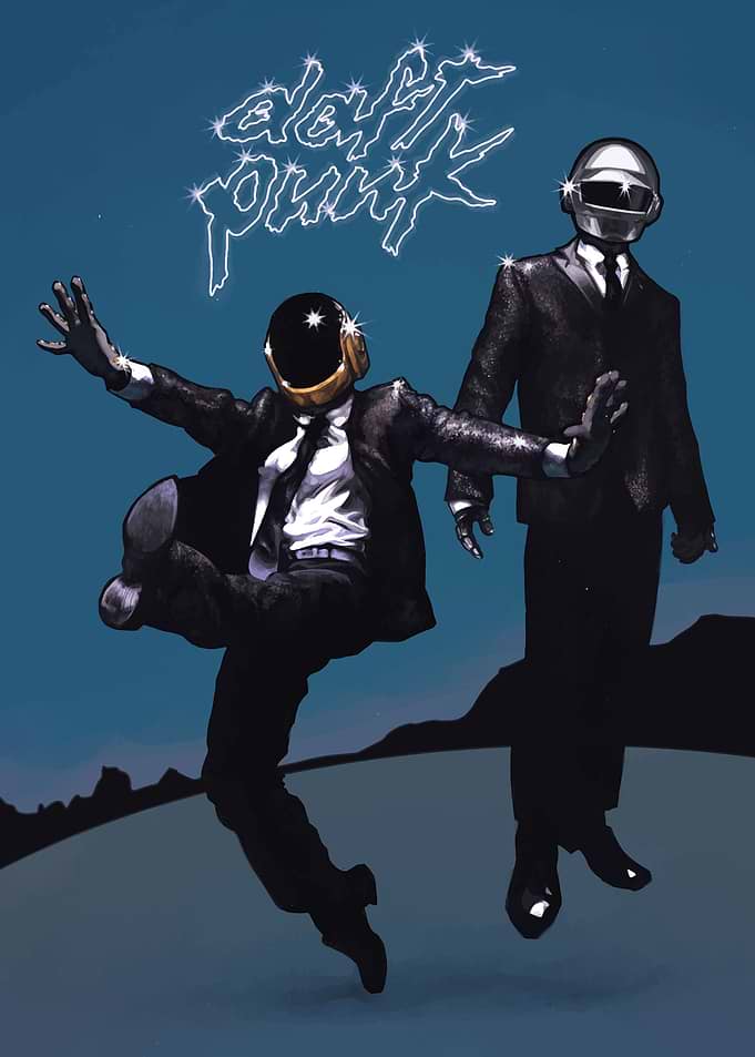 Daft Punk in Suits Illustration Portrait