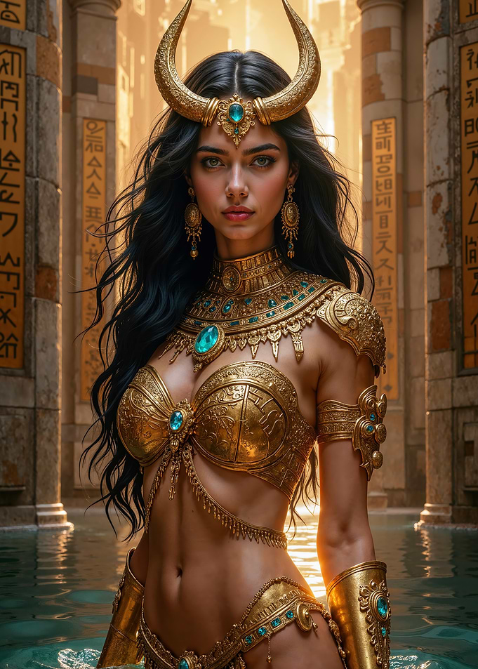 Egyptian Queen Cleopatra in Golden Armor