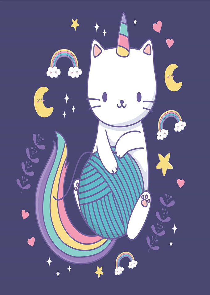 Unicorn Cat with Yarn Ball