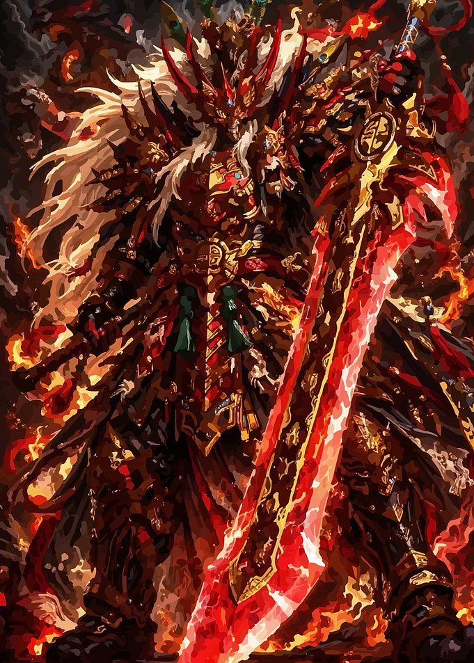 Fiery Warrior with Glowing Sword