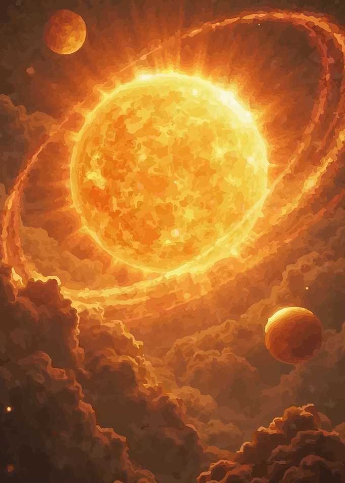 Fiery Sun and Planets