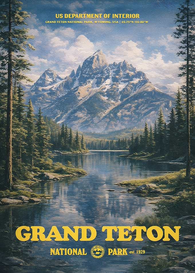 Grand Teton National Park Vintage Poster