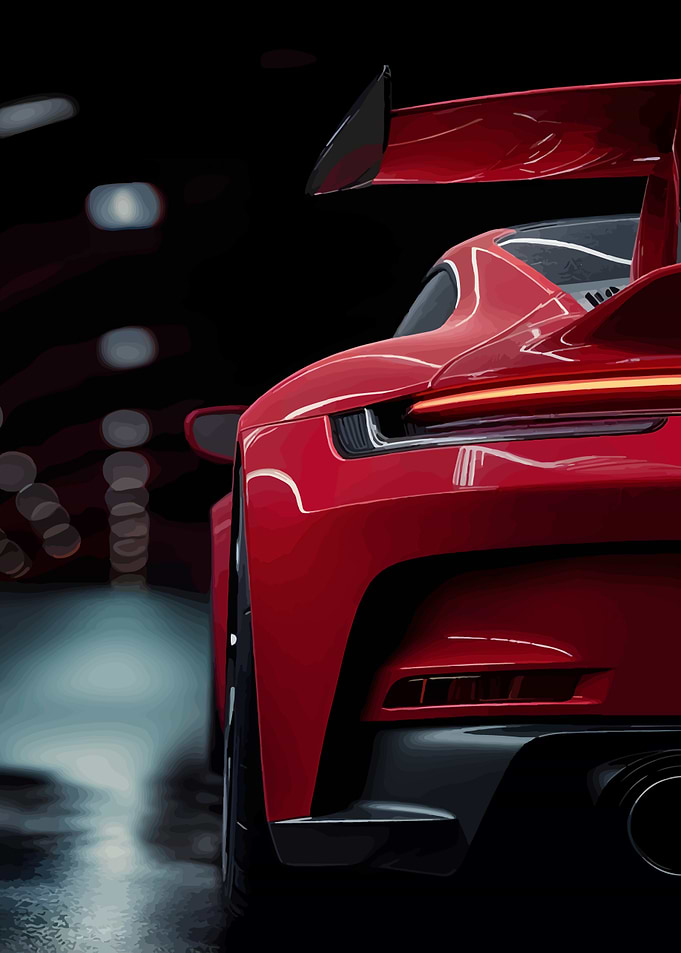 Red Sports Car Rear View