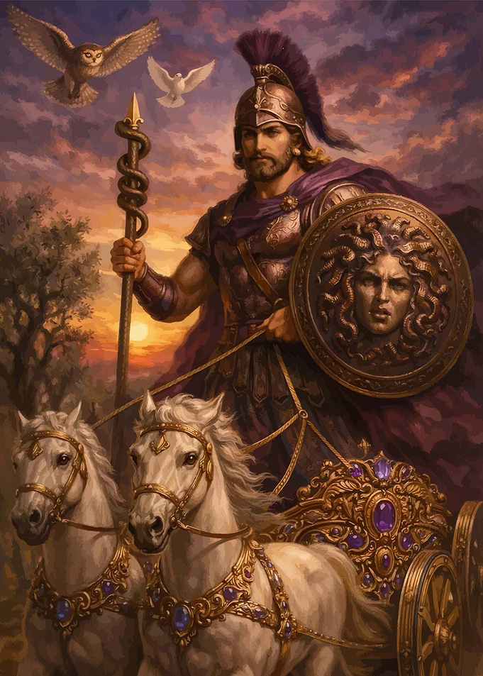 Greek God Ares in Chariot