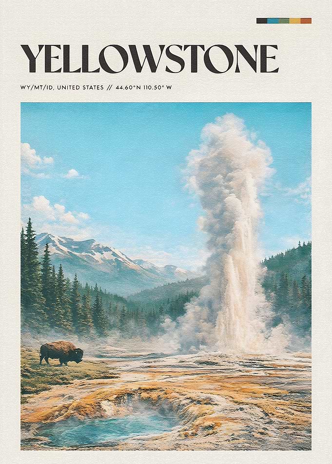 Yellowstone Geyser and Bison