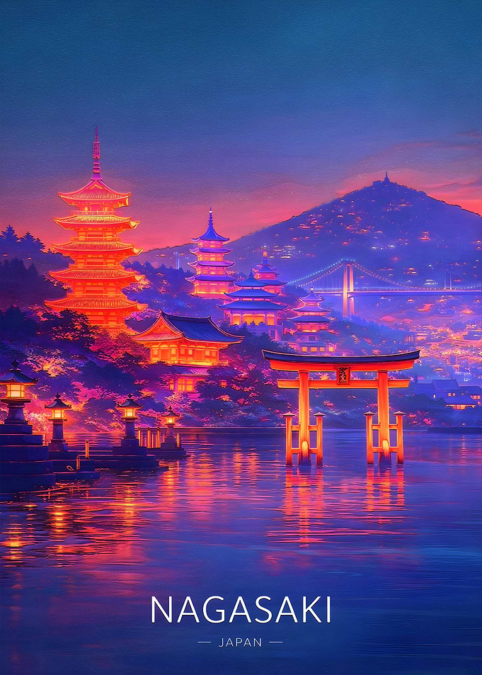 Nagasaki Japan Cityscape at Dusk
