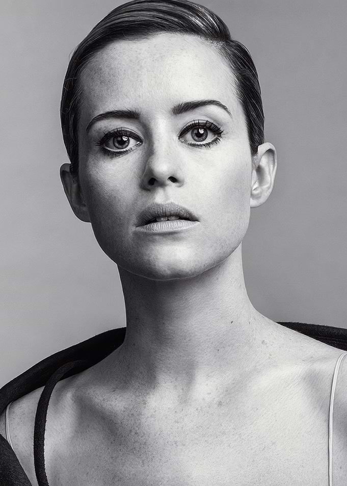 Claire Foy Black and White Portrait