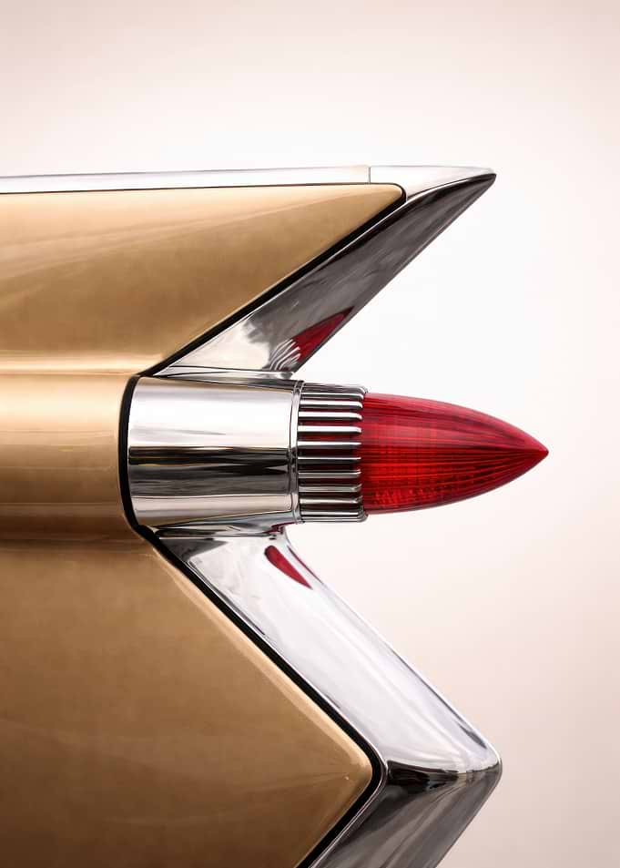 Vintage Car Tail Fin and Taillight – Gold Vintage