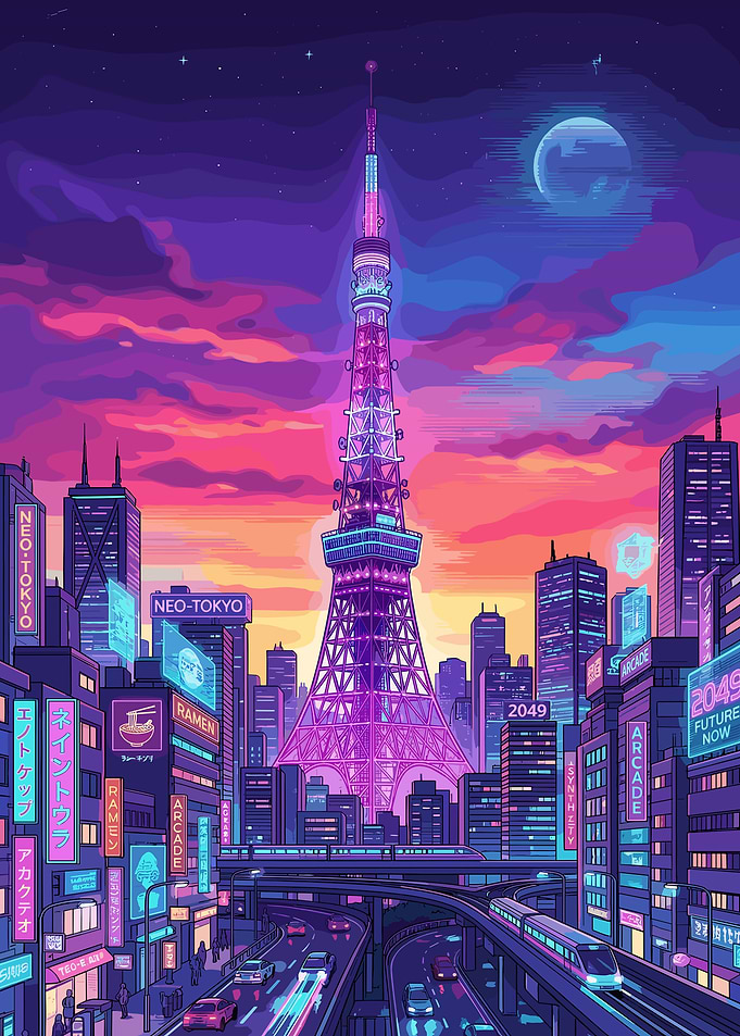 Neo Tokyo Cyberpunk Cityscape