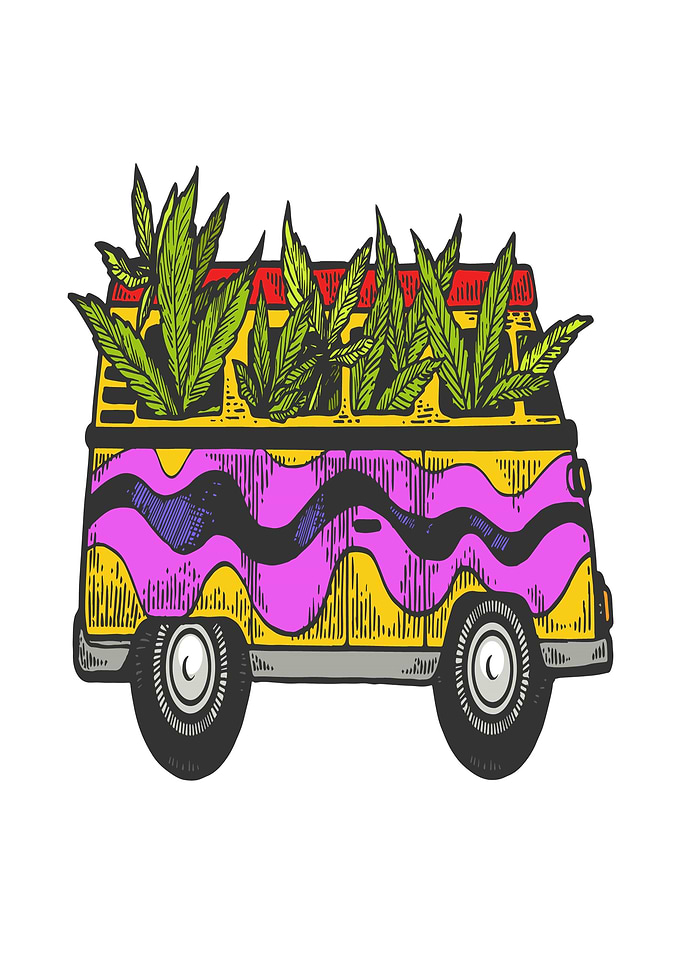 Hippie Van with Plants