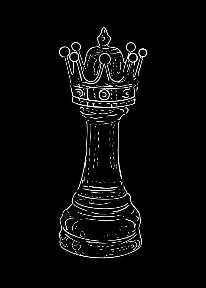 White Chess Queen Silhouette on Black
