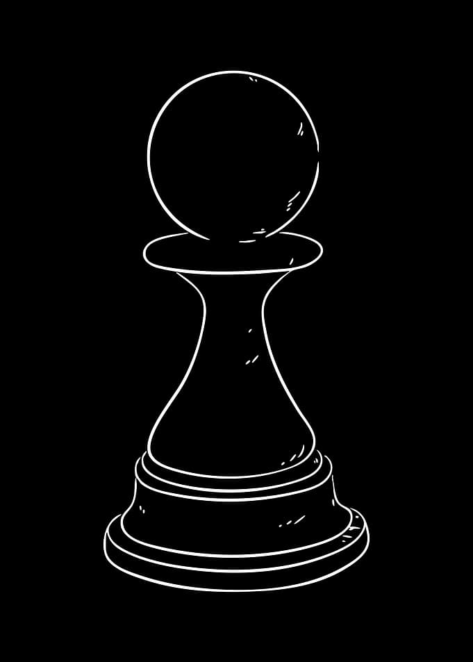 White Chess Pawn on Black