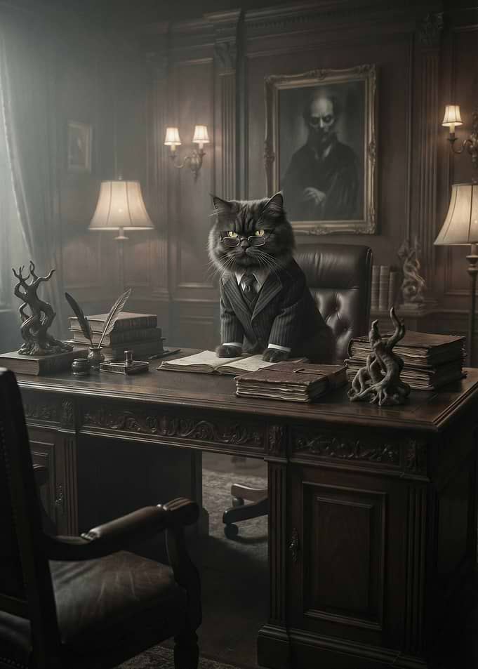 Dapper Cat in a Lawyer's Office