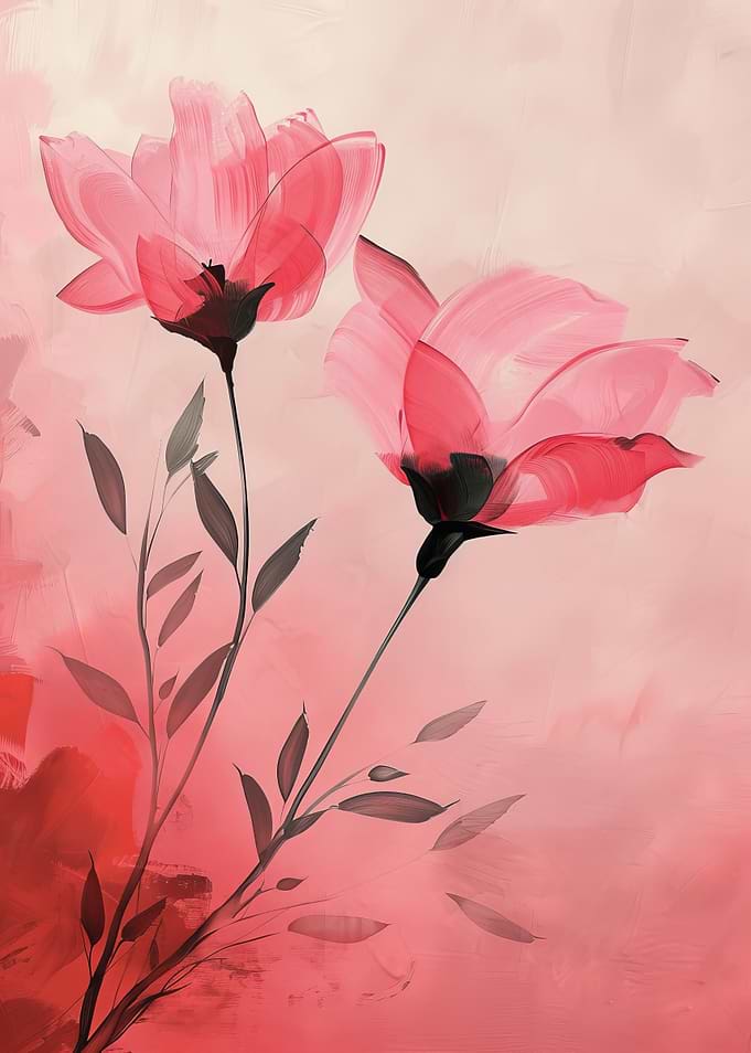 Abstract Pink Floral Painting