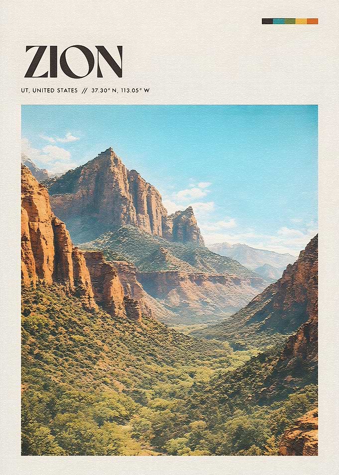 Zion National Park Vintage Poster