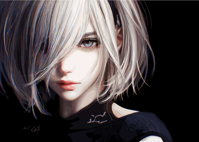 Anime Girl with White Hair