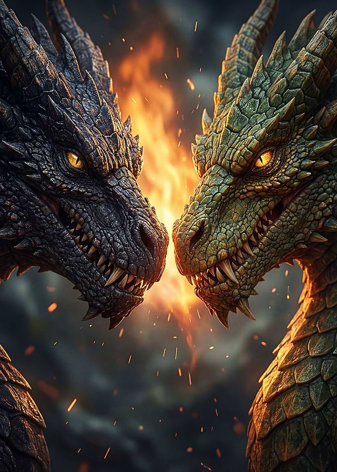 Two Dragons Facing Each Other