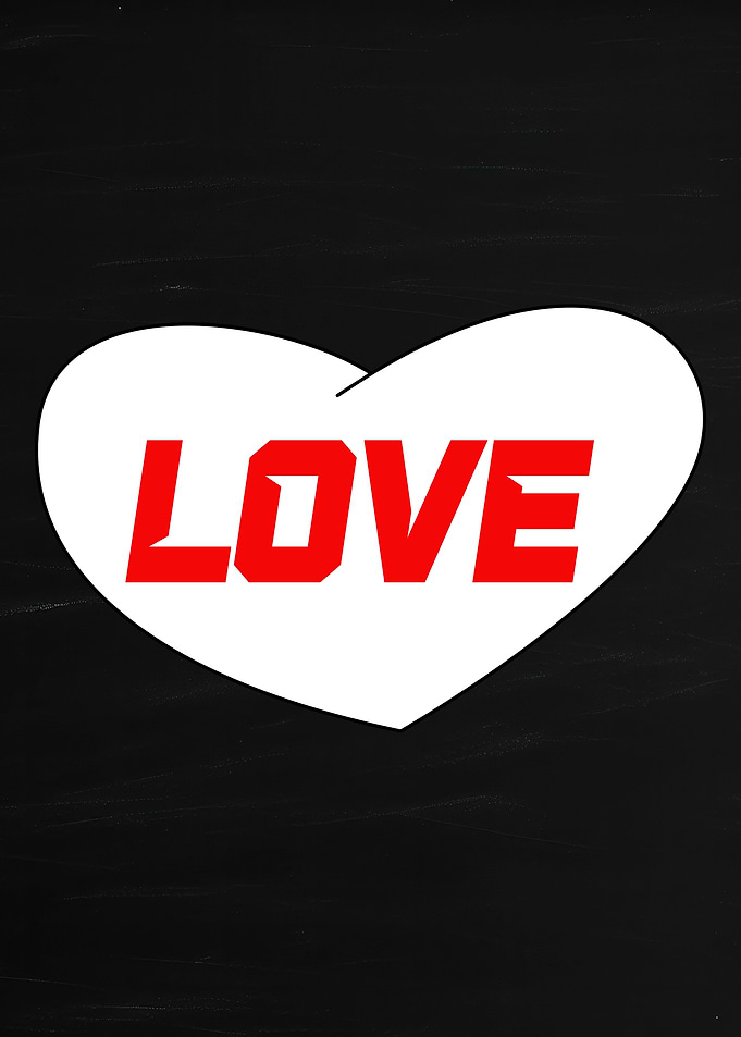 White Heart with Red LOVE Text