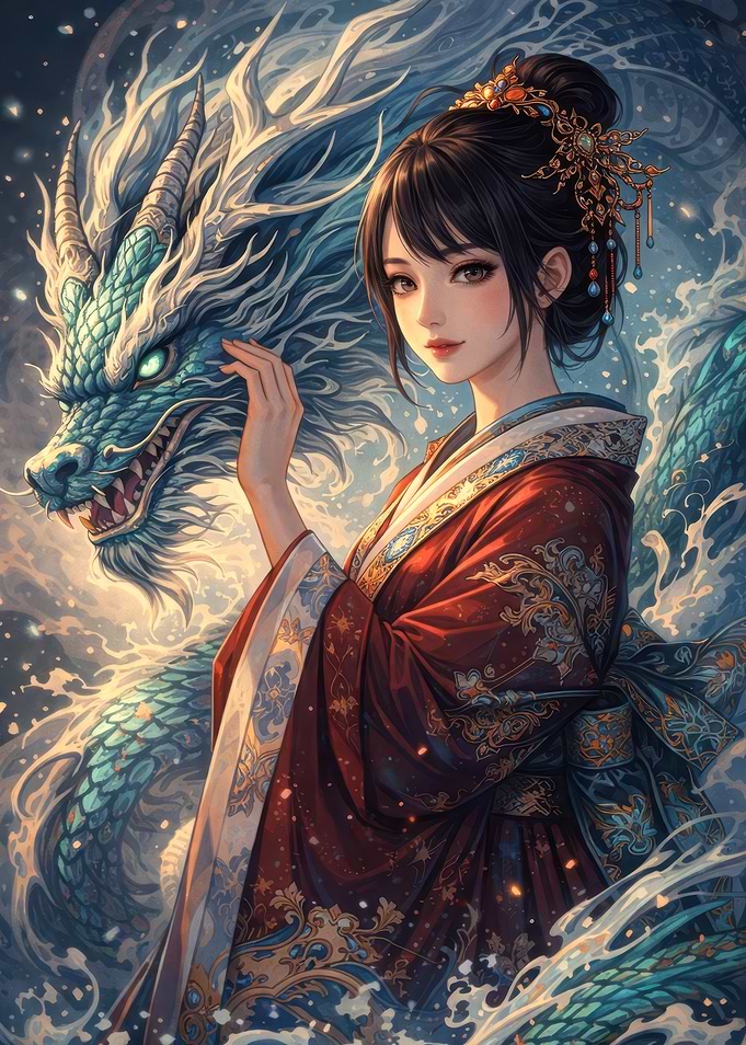 Asian Woman with Dragon