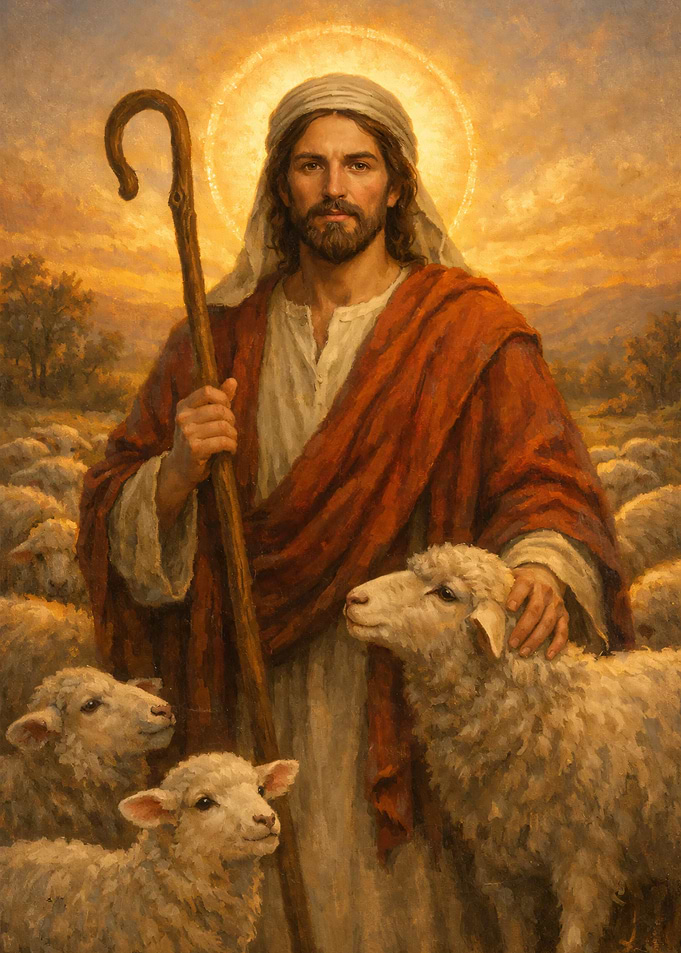 Jesus the Good Shepherd with Sheep