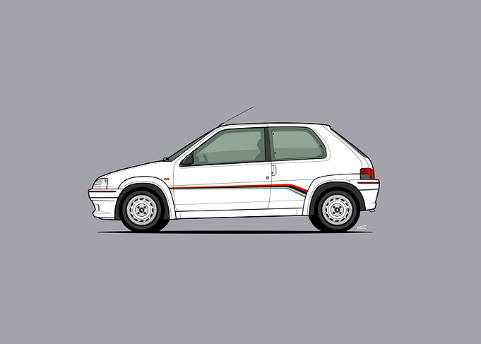 White S1 Peugeot 106 Rallye Side Profile