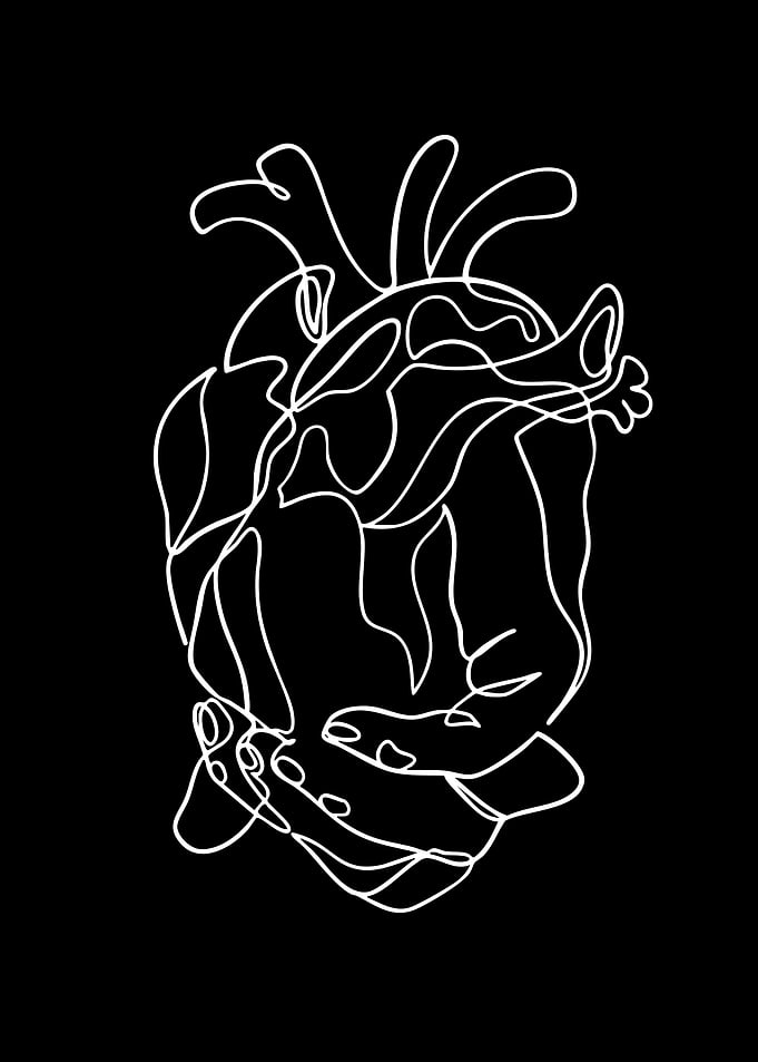 Abstract Heart Line Art