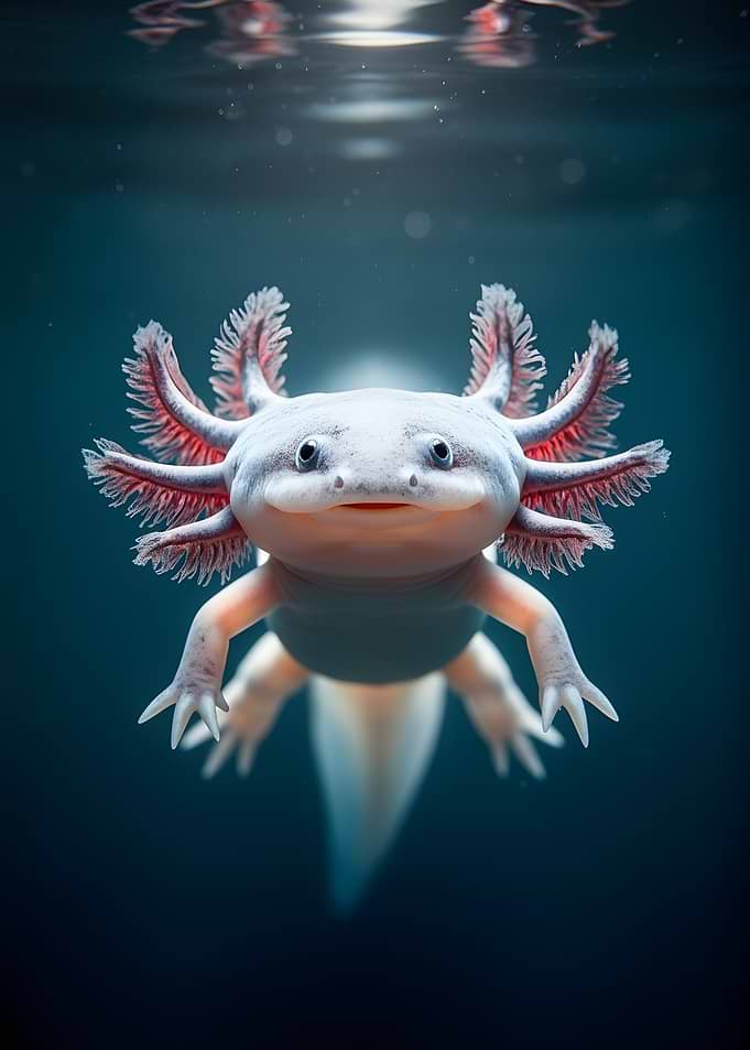 Cute Axolotl Underwater