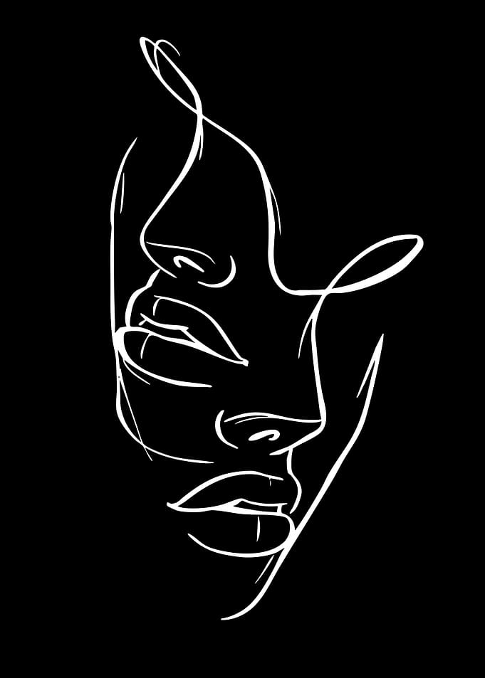 Abstract Line Art Faces