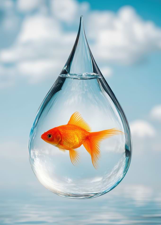 Goldfish in a Water Droplet