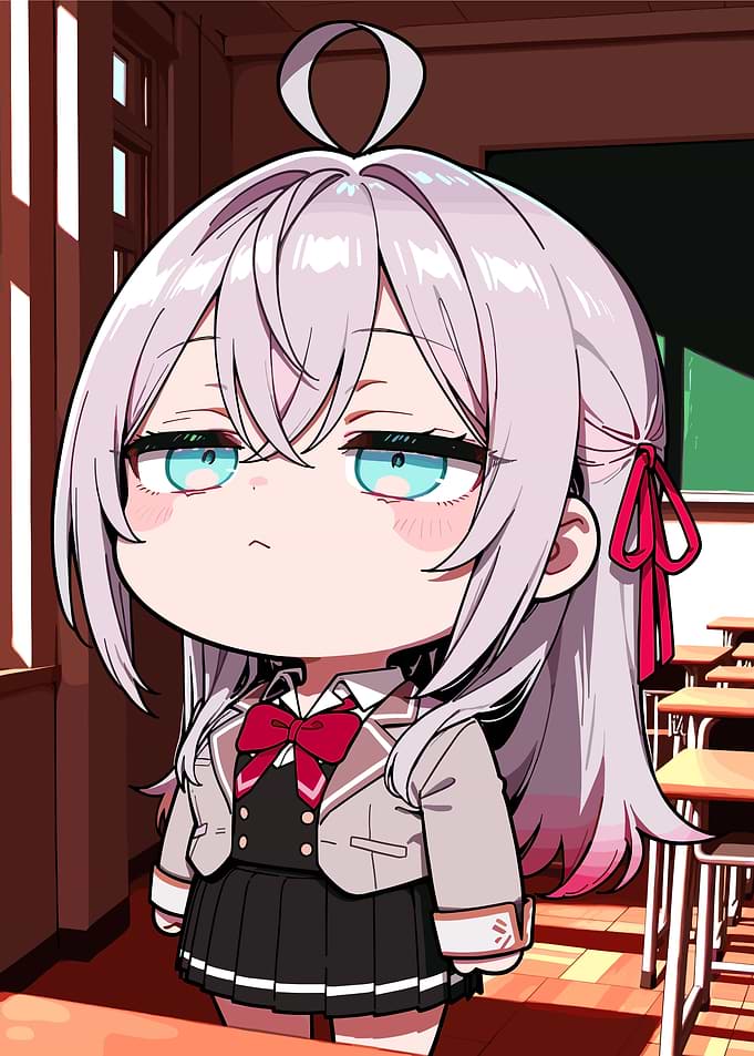 Anime Schoolgirl with Light Purple Hair