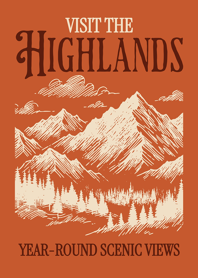 Mountain Landscape Poster Vintage Engraving Style Nature Wall Art Travel Scenic Decor