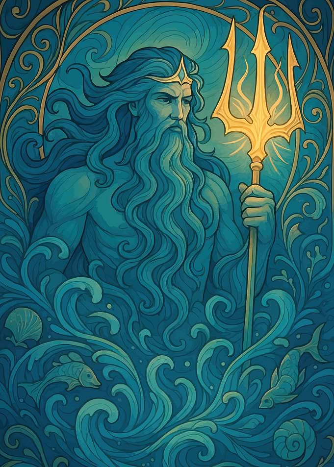 Neptune with Trident and Waves